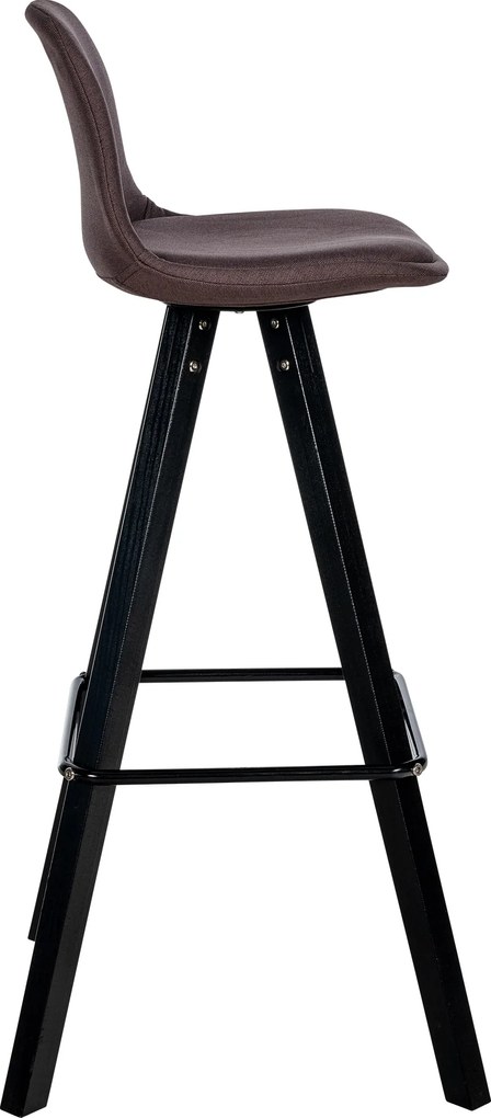 Barová stolička Corbin Square - látka, čierny rám - hnedá