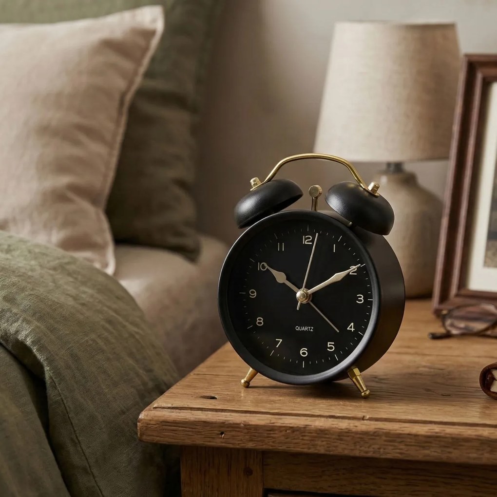 Stolné hodiny Retro, čierna