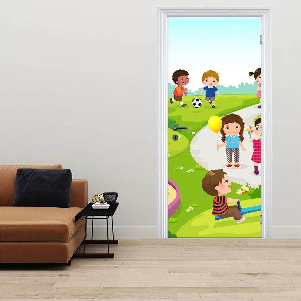 Fototapeta na dvere - Detské radovánky na pieskovisku (95x205cm)