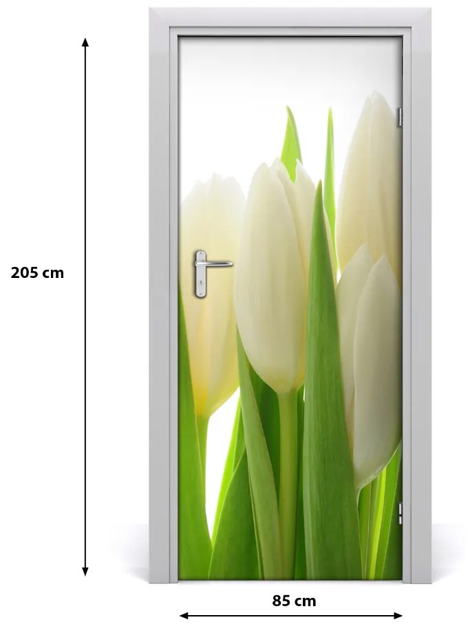 Fototapeta na dvere biele tulipány 85x205 cm