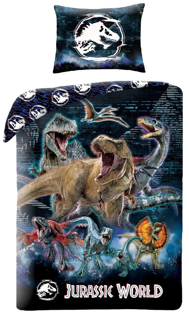 Halantex DETSKÉ OBLIEČKY Z MIKROVLÁKNA JURASSIC WORLD 140X200 CM, 1 KS 70X90 CM VZOROVANÉ