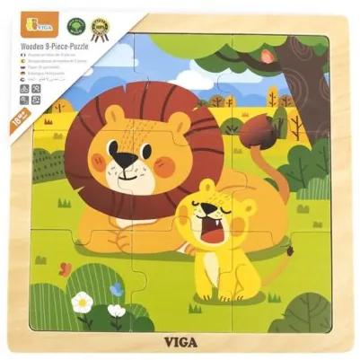 Viga Drevené puzzle pre najmenších Viga 9 ks Lion