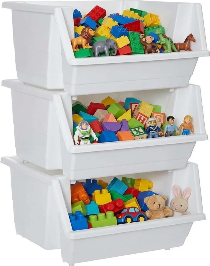 5Five® Sada 3 stohovateľných úložných boxov, STACKEO - biela