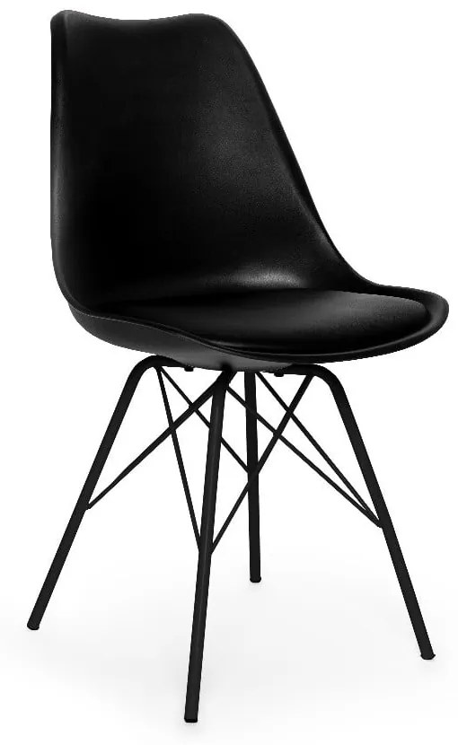 Súprava 2 čiernych stoličiek s čiernou kovovou podnožou Bonami Essentials Eco