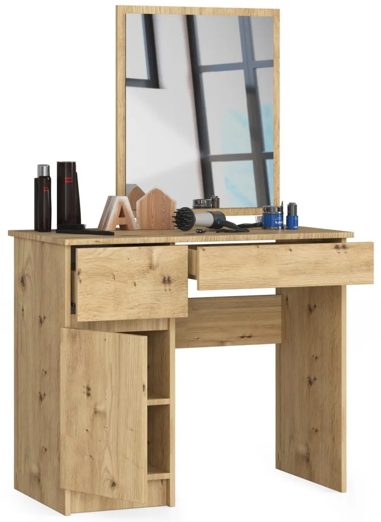Kozmetický stolík so zrkadlom P-2/SL dub artisan ľavý