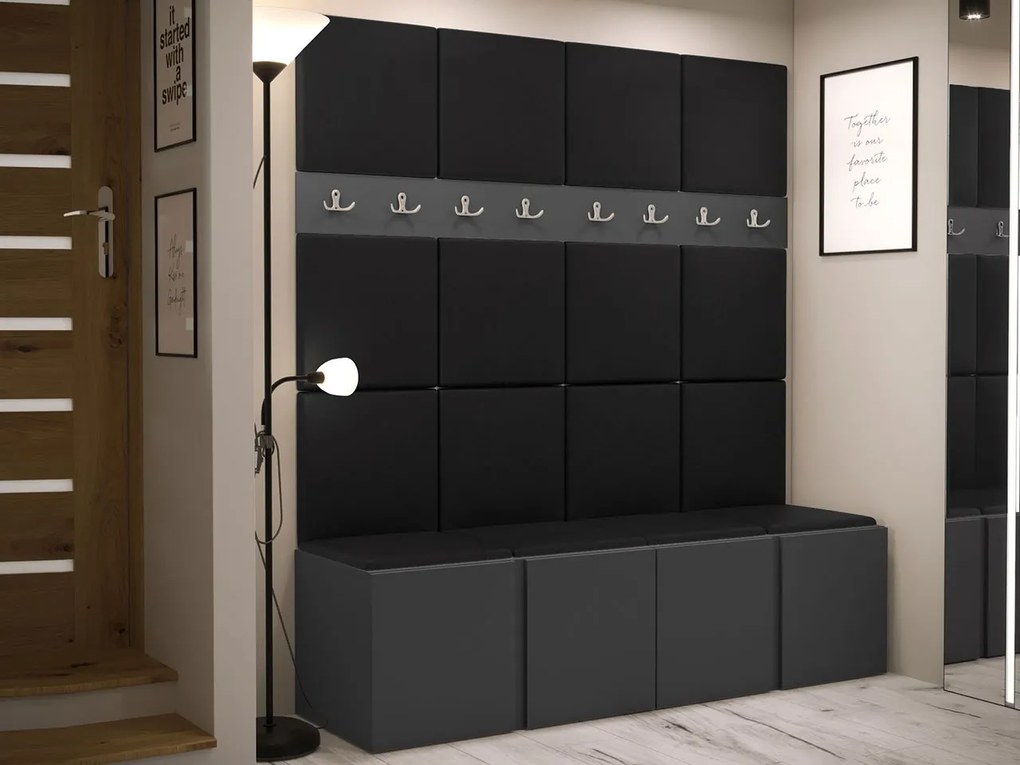 Predsieňová zostava Tavasz V, Farby: kašmír, Farba čalúnenia:: ekokoža Soft 011 (čierna)