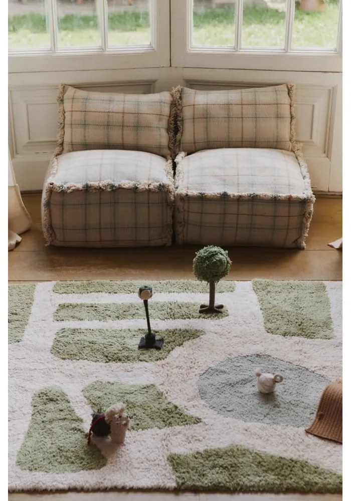 Zelený/krémový bavlnený detský hrací koberec 90x130 cm Hyde Park – Lorena Canals