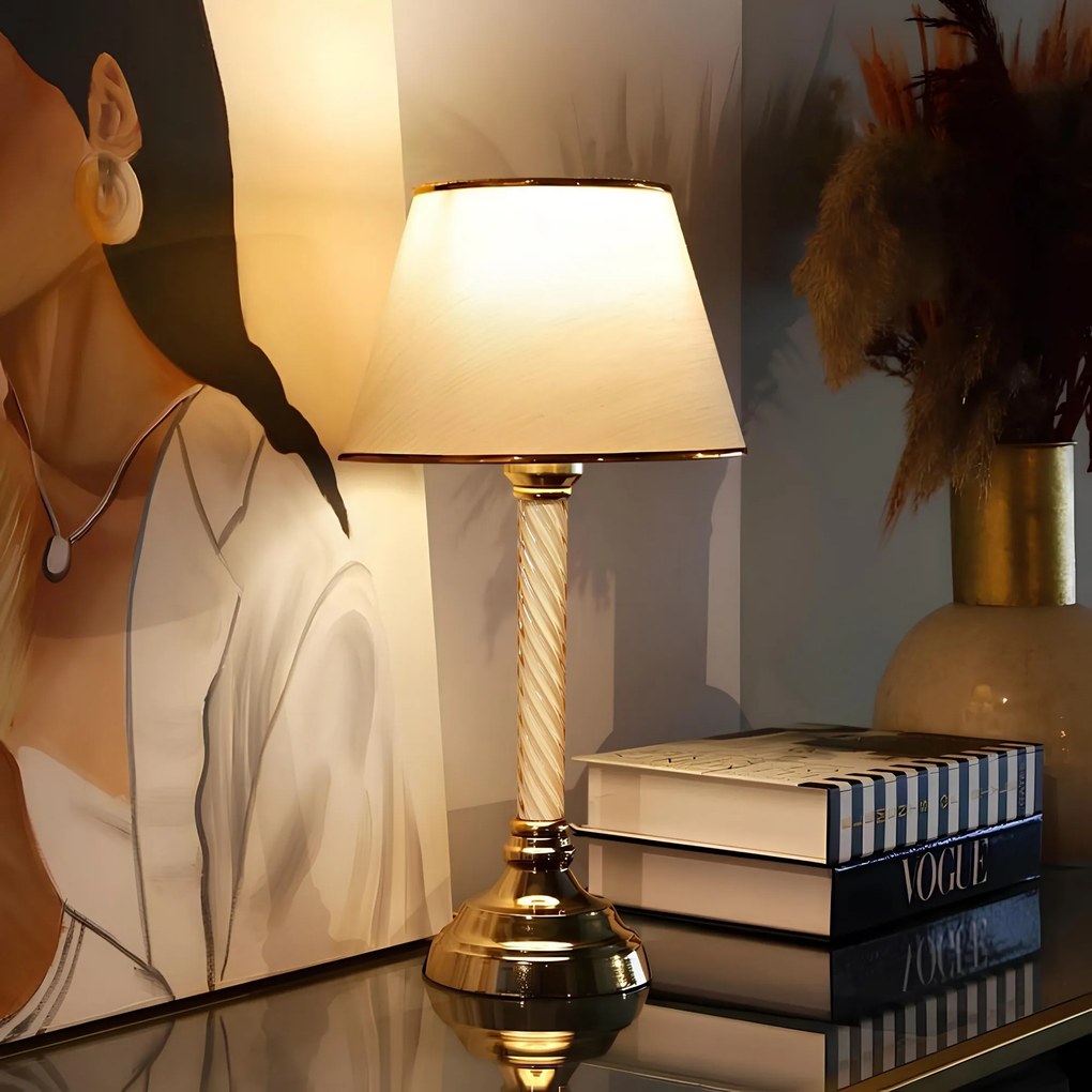 Stolná lampa Denis béžová/zlatá