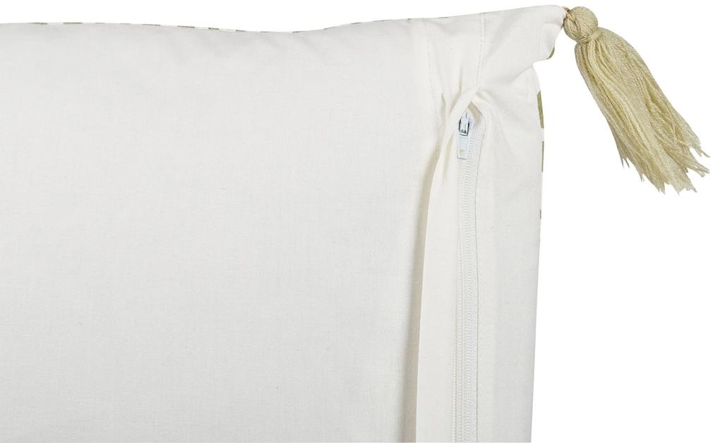 Bavlnený vankúš 45 x 45 cm zelená/biela SYRINGA Beliani