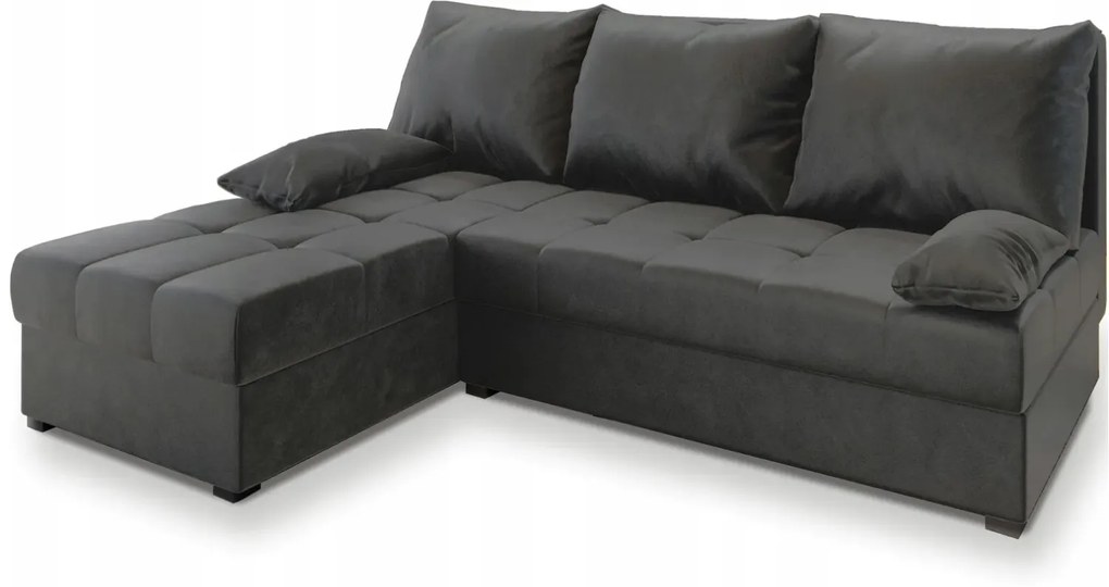 Tmavosivá rozkladacia rohová pohovka ZENA, obojstranná