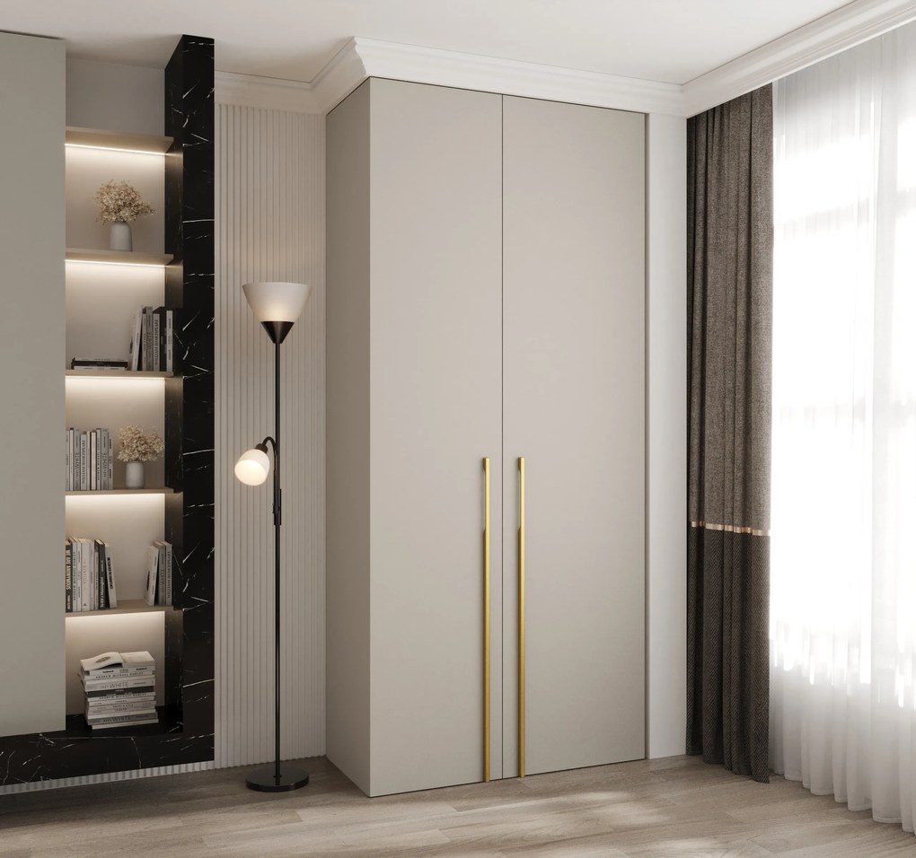 Šatníková skriňa 110 cm Carmela 40-3 (kašmír + zlatá). Akcia -20%. Vlastná spoľahlivá doprava až k Vám domov. 1126596