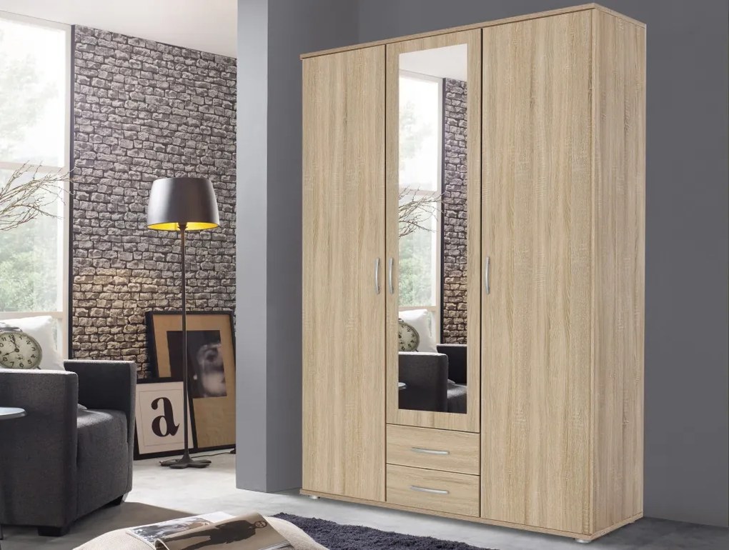 Šatníková skriňa 3-dverová Twin, dub sonoma