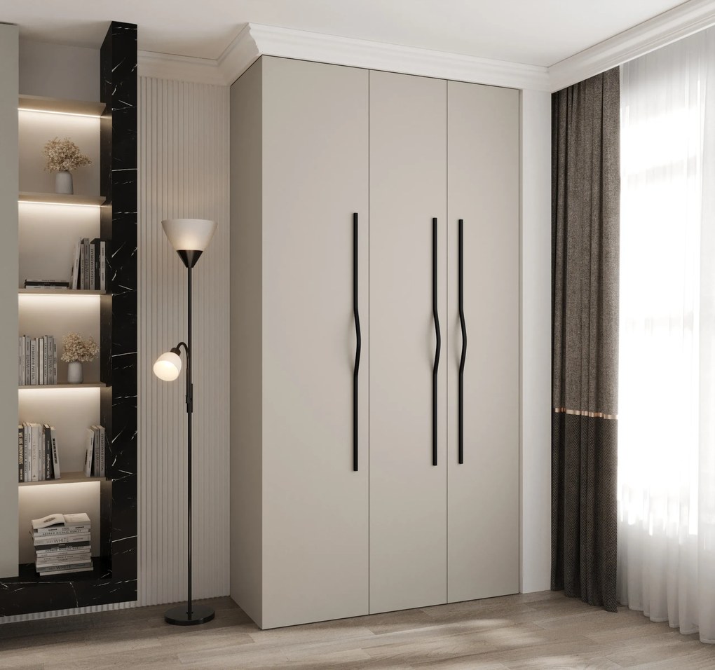 Šatníková skriňa 130 cm Carmela 40-2 (kašmír + čierna). Akcia -19%. Vlastná spoľahlivá doprava až k Vám domov. 1126559