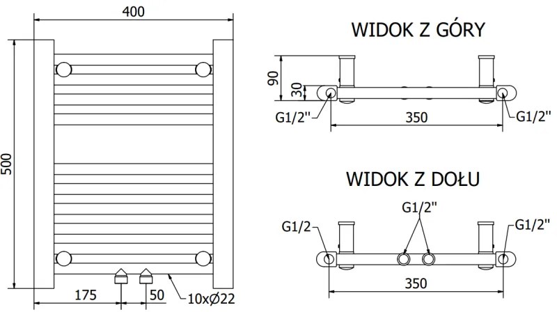 Mexen Mars, vykurovacie teleso 500 x 400 mm, 178 W, čierna, W110-0500-400-00-70