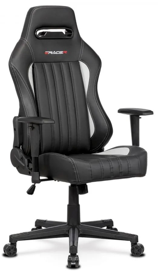 Autronic -  Herné kreslo E-RACER KA-F06 GREY, poťah sivá a čierna ekokoža