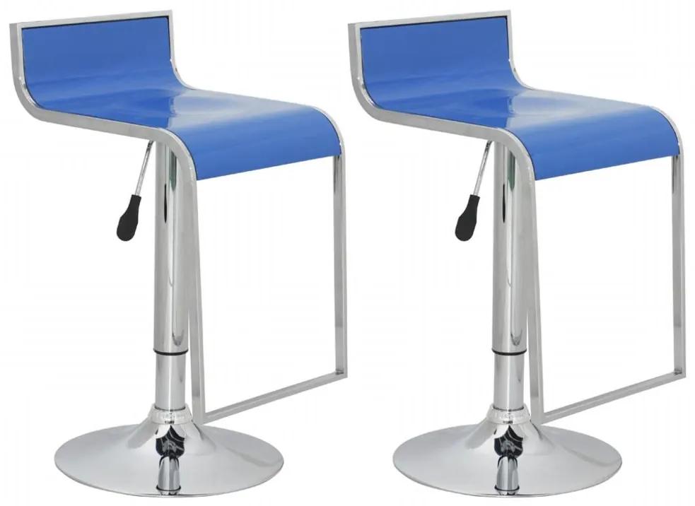 vidaXL Modrá barová stolička z ABS plastu s nízkym operadlom 2 ks