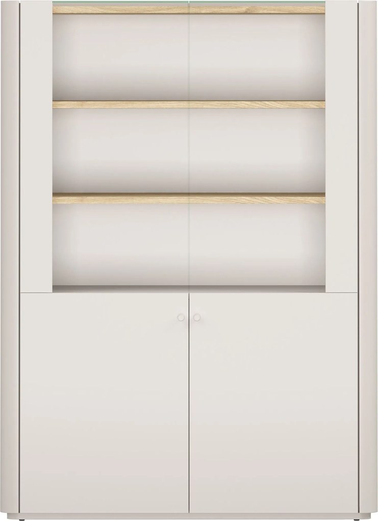 Vitrína Elivo 100 cm dvojdverová - kašmír / olejovaný dub