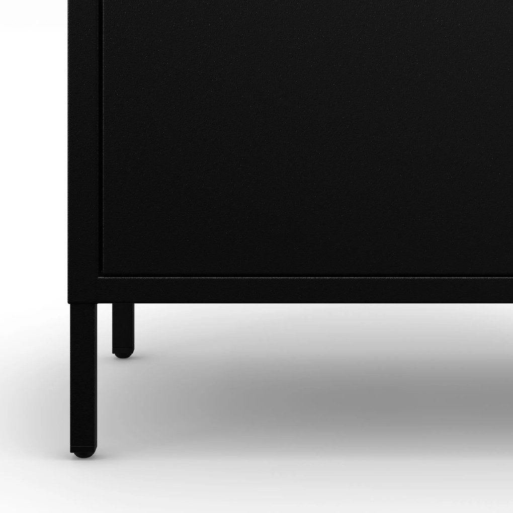 Čierna skrinka s policami na nožičkách kovová VITO Modern 800 x 1015 x 400 mm