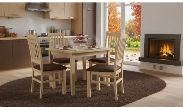 Jedálenská stolička SIMON buk/tmavohnedá