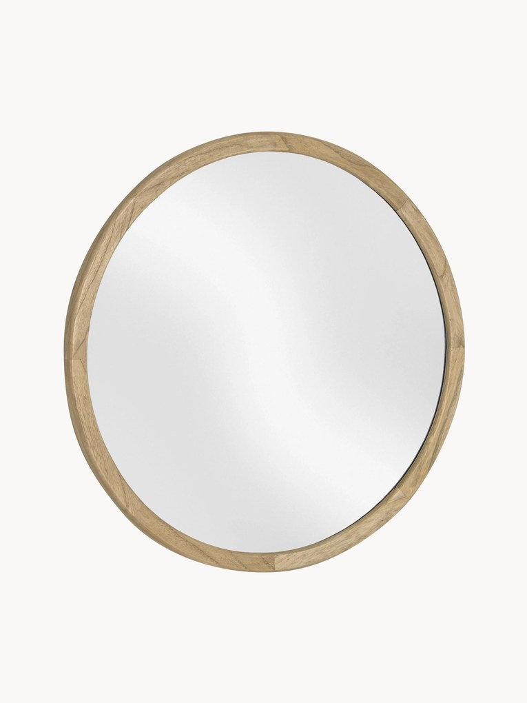 Okrúhle nástenné zrkadlo's dreveným rámom Alum