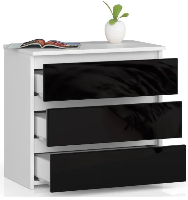 Nočný stolík CL3 60 cm biely / čierny, lesk