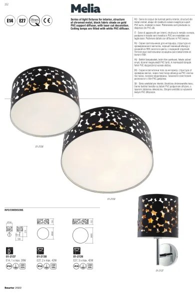 Redo 01-2138 - Stropné svietidlo MELIA 2xE27/42W/230V pr. 30 cm