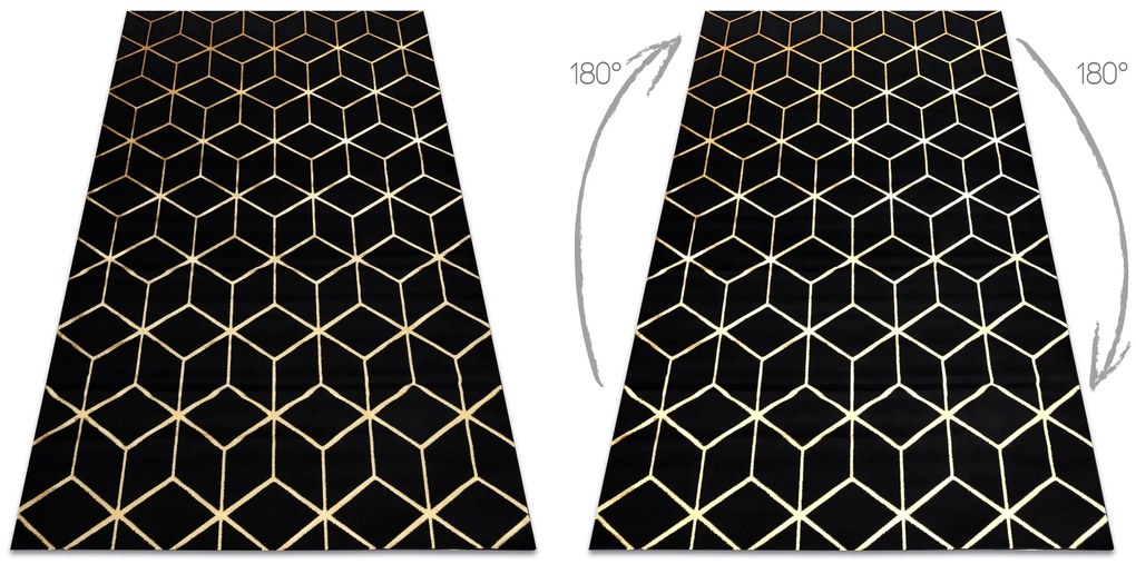 Koberec moderný 3D GLOSS 409C 86  Kocky glamour, art deco čierno / zlatý