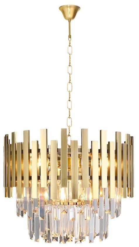 EUlight Luster Aspen, 1x krištáľové/zlaté kovové tienidlo, (fi 45cm), g