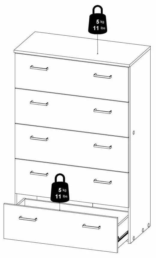 Biela vysoká komoda 74x115 cm Space – Tvilum