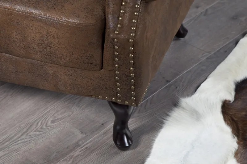 Luxusné kreslo Chesterfield hnedý starožitný vzhľad