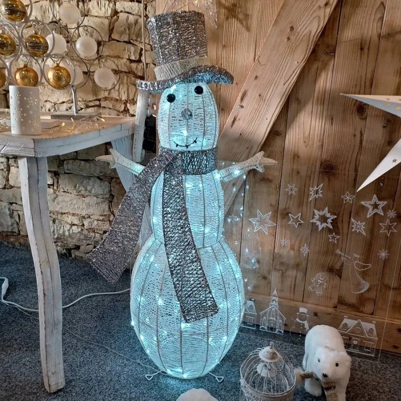 DECOLED Světelný sněhulák 107cm, ledově bílá