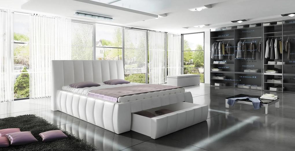 Kvalitná posteľ Romeo 180x200cm s výberom poťahu WSL: Potah Eko-kůže Madryt 120 bílá