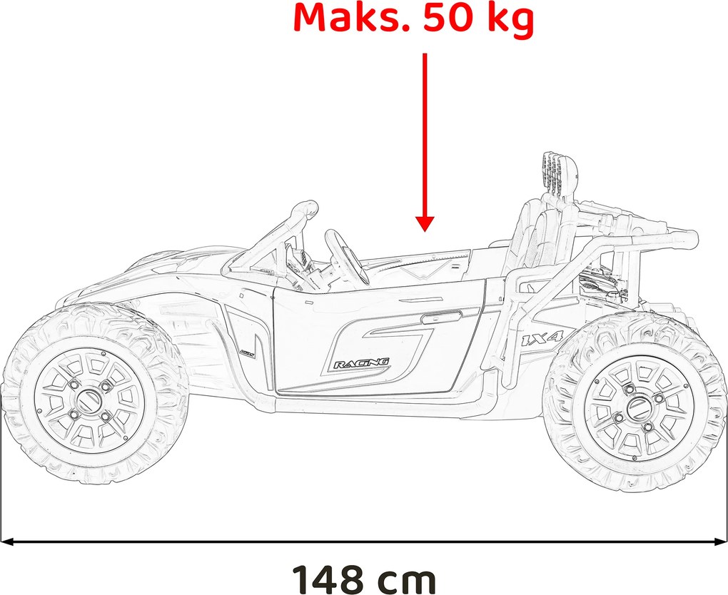 Ramiz Elektrická bugina Racing 5 pre deti +3 sivá + motory 2x200W + diaľkové ovládanie + pomalý štart