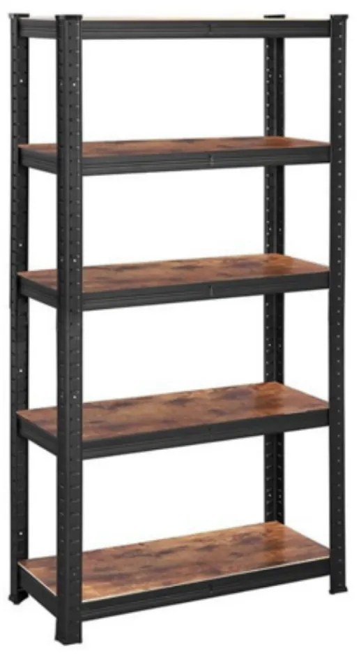 Jurhan Policový regál DUSTY,5 políc, max 650kg, čierna/hnedá