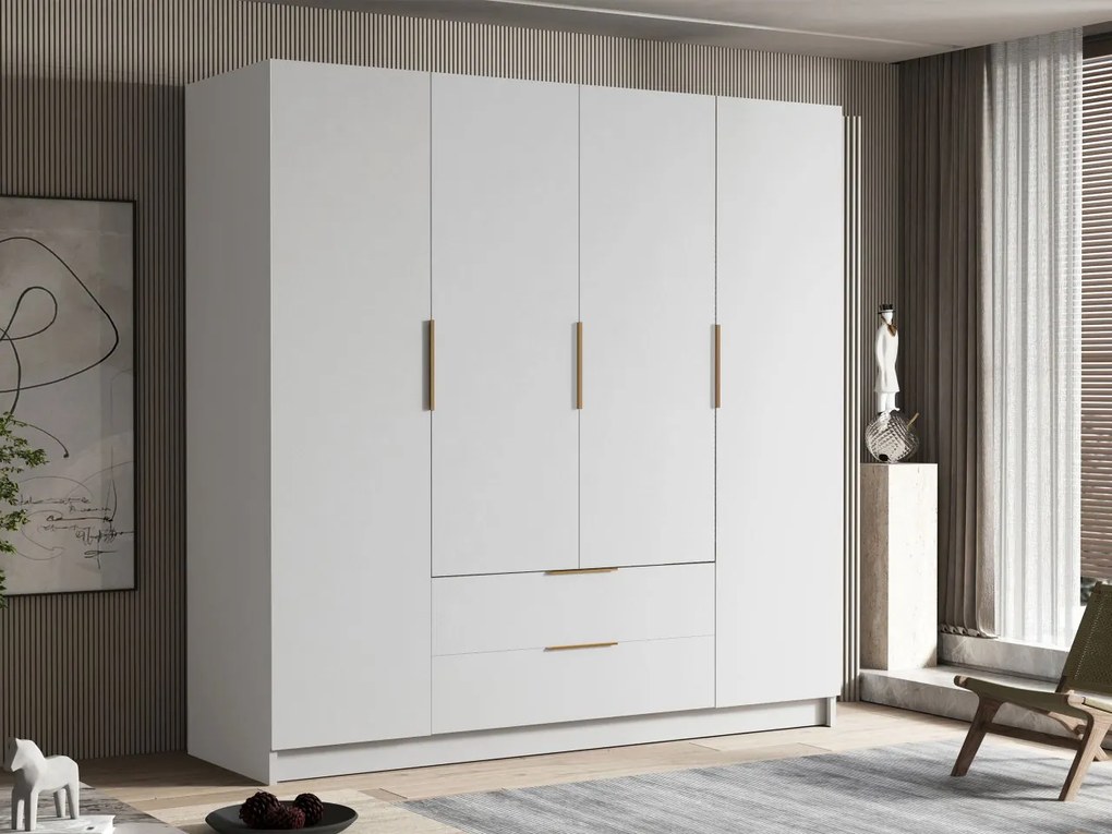 Šatníková skriňa Betaso I 200, Farby: biela / biela + čierna