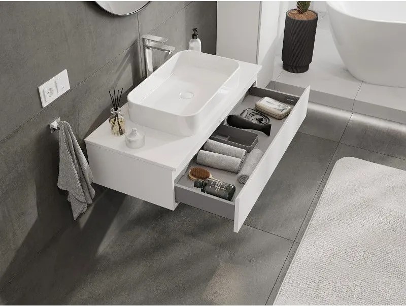 Mexen Orio, kúpeľňová skrinka 100 cm s hornou časťou, 1 zásuvka, biela matná, 91A10-10023-1-BFC01