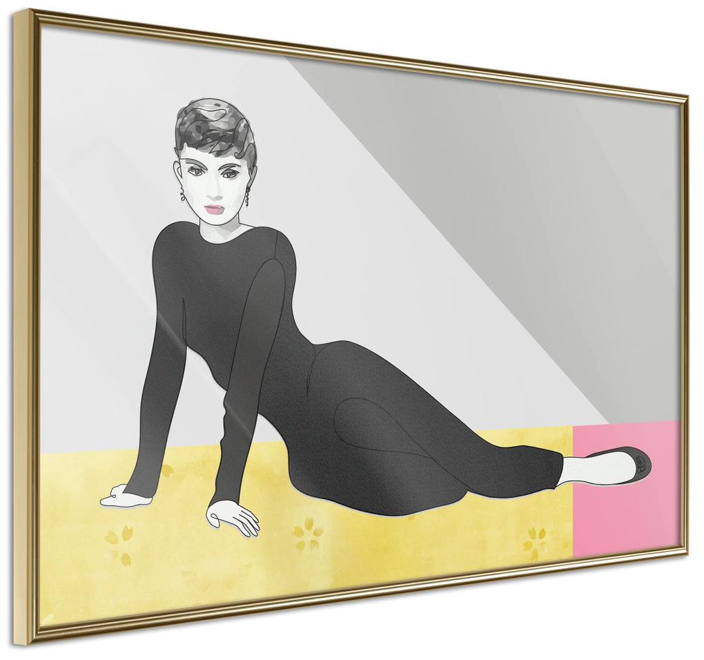 Artgeist Plagát - Beautiful Audrey [Poster] Veľkosť: 30x20, Verzia: Čierny rám s passe-partout