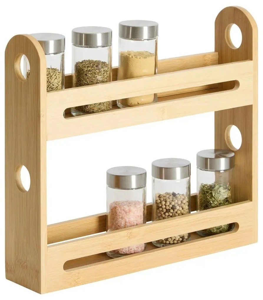 JJA Dvojposchodový úzky bambusový stojan, organizér na koreničky ZENI 30 x 7 x 27,5 cm