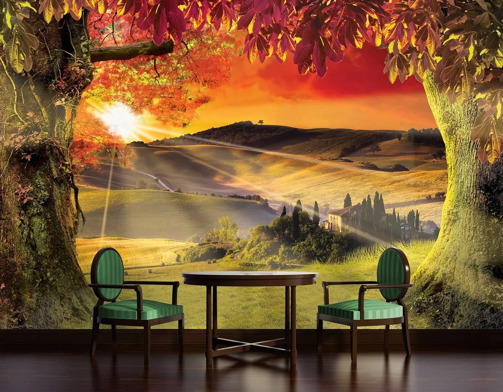 Fototapeta - Toskánsko pri západe slnka (152,5x104 cm)