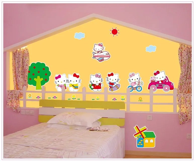 Veselá Stena Samolepka na stenu na stenu Hello Kitty na výlete
