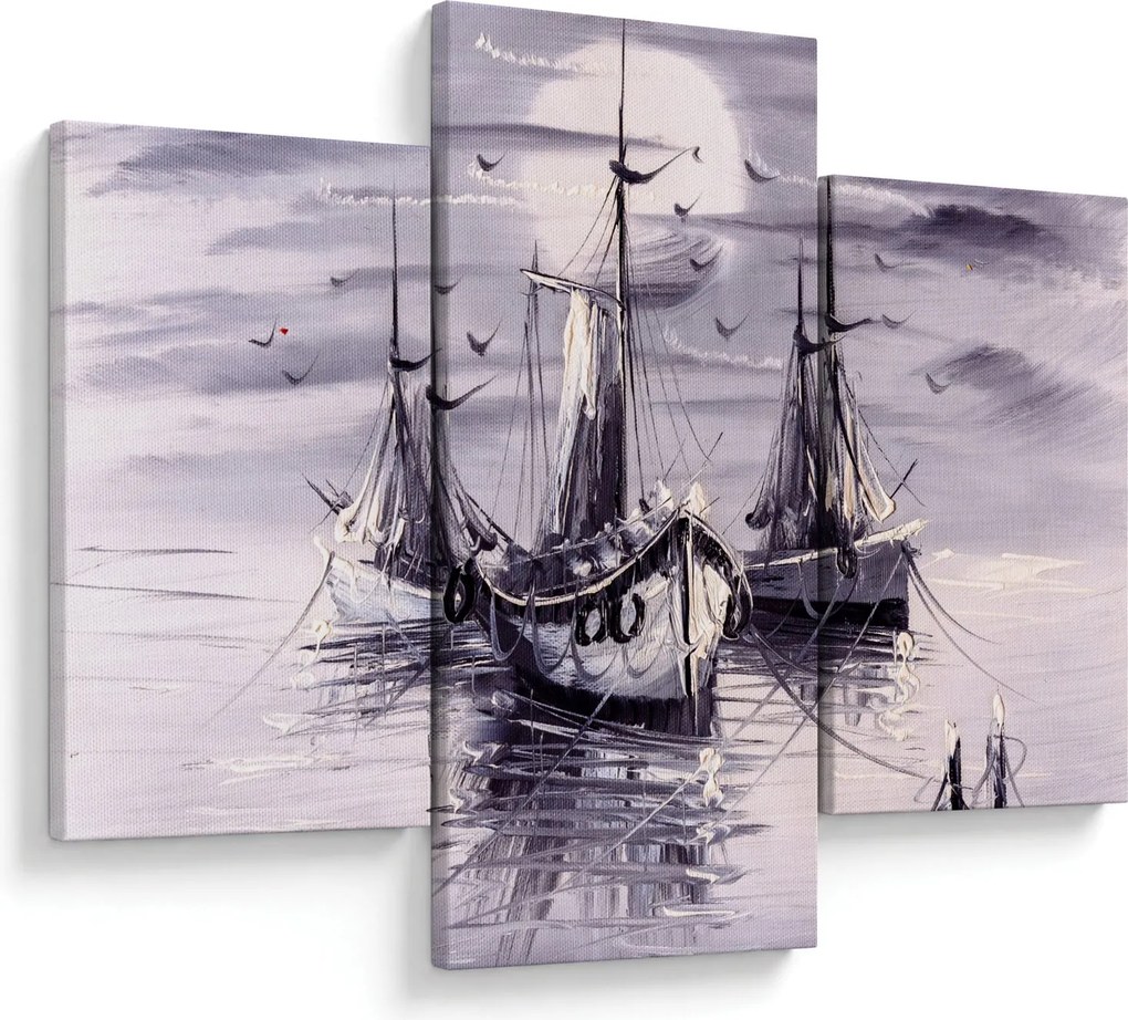 Obraz - Prístav, olejomaľba (90x60 cm)