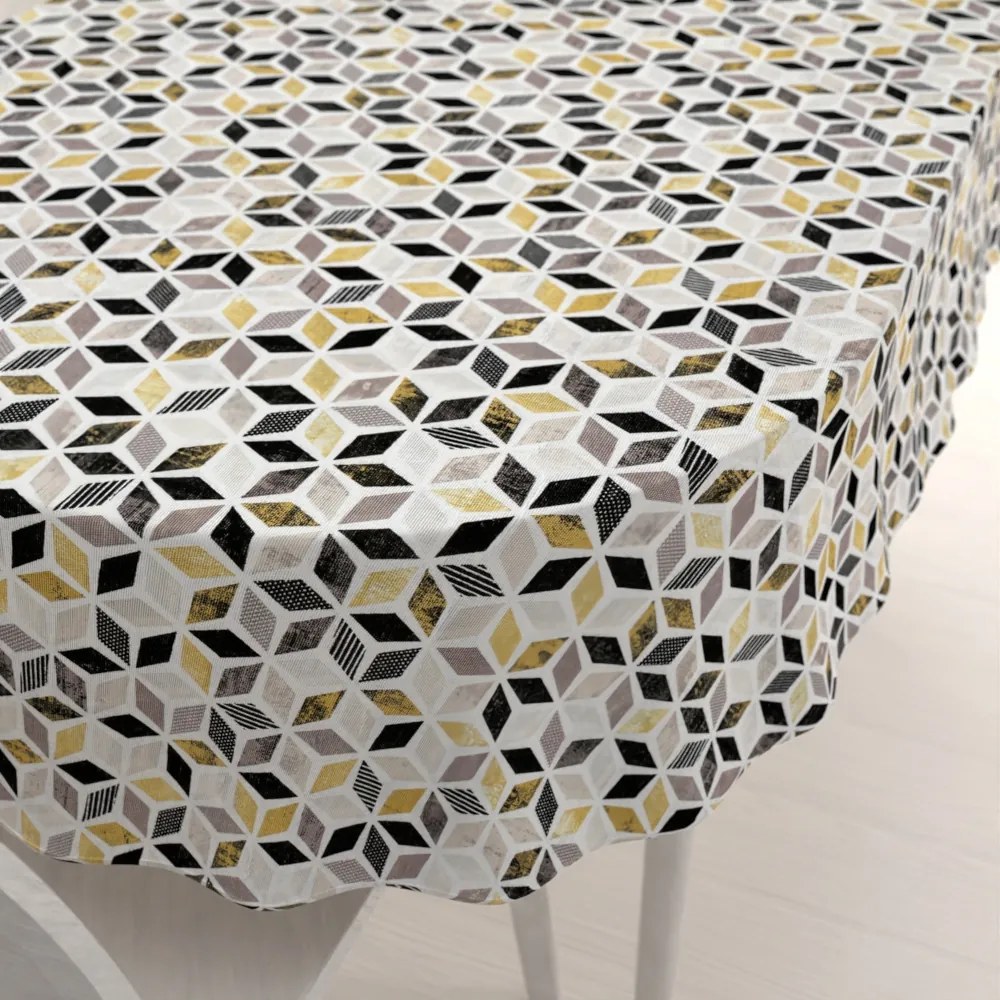 Biante Dekoračný oválny obrus Leona LN-065 Zlato-čierna mozaika 130x220 cm