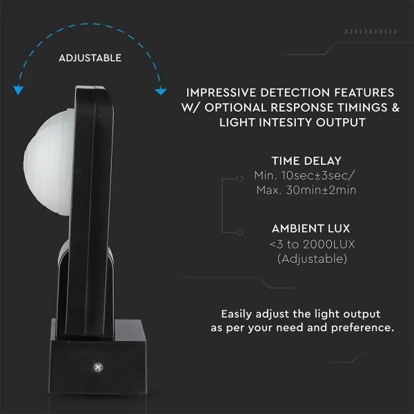 Vonkajší senzor pohybu infračervený 360° 1000W/230V IP65 čierna