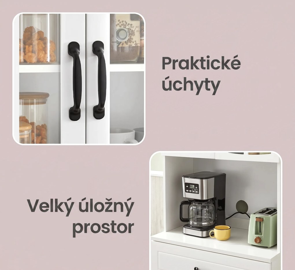 Kuchyňská vitrína Vasagle Mope 73 cm bílá