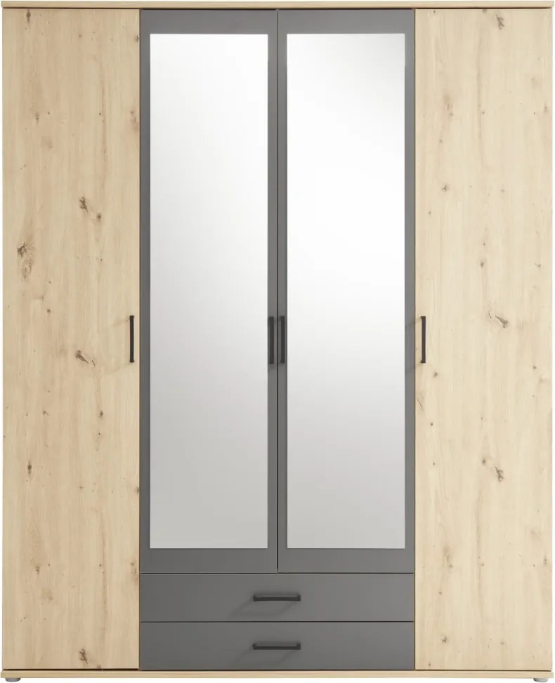 Šatníková skriňa Chicago, 159 cm, dub artisan/antracit