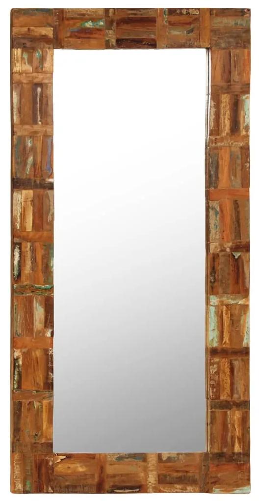 vidaXL Nástenné zrkadlo z masívneho recyklovaného dreva 60x120 cm