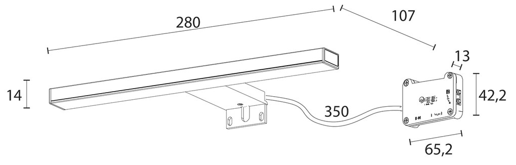 Sapho Sapho, ESTHER 2 LED svietidlo, 6W, 280x14x107mm, čierna, E27679CI