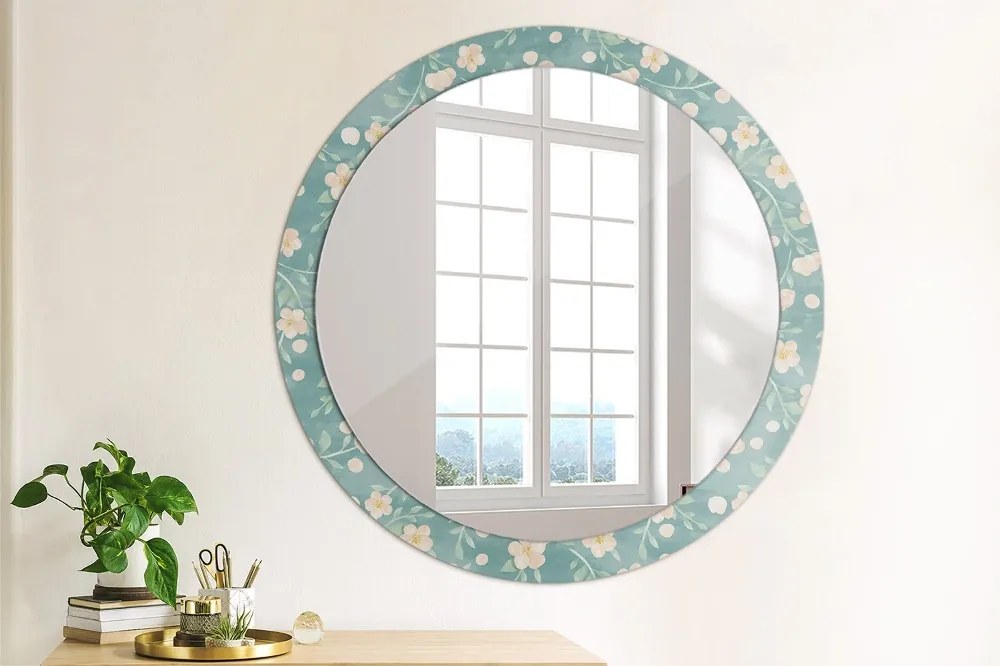 Okrúhle ozdobné zrkadlo na stenu Kvetinový vzor fi 90 cm
