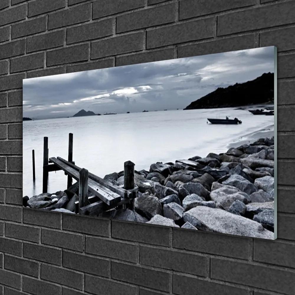 Obraz na skle Pláž kamene krajina 120x60 cm