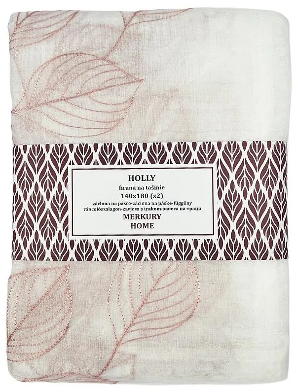 Záclona na páske Holly polyester svetloružový 140x180 Merkury Home II/22